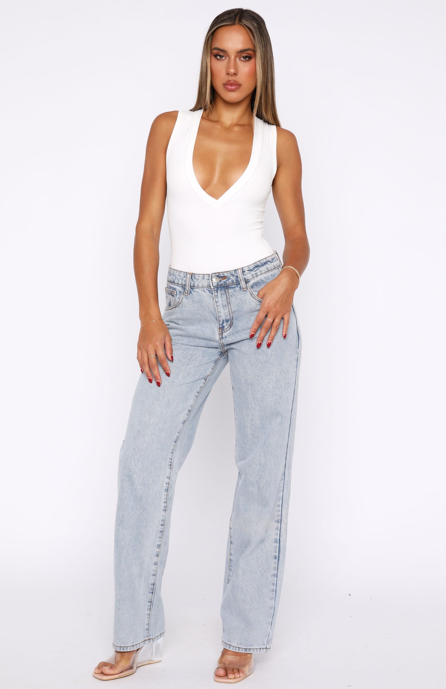 Zara Mid Rise Straight Leg Jeans Light Blue